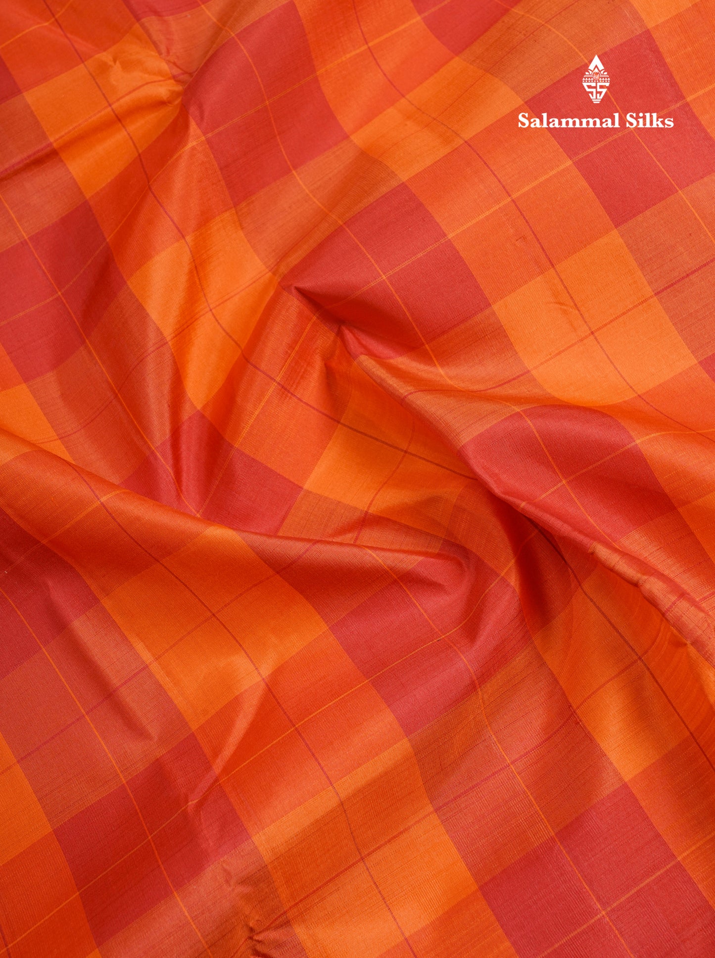 Multicolour Checks Kanjivaram Pure Silk Saree With Contrast Black Temple Double Border