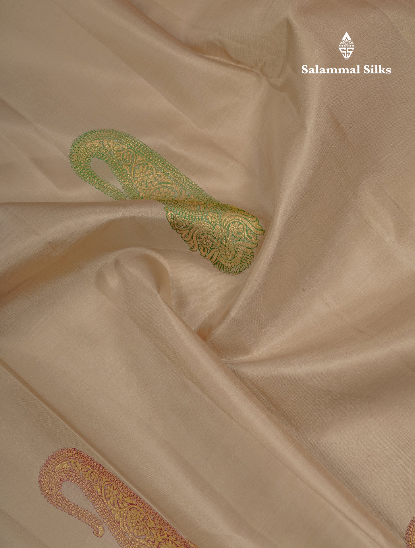 Cream Sandal Fancy Pure Kanjivaram Silk Saree With Contrast Pink Blouse