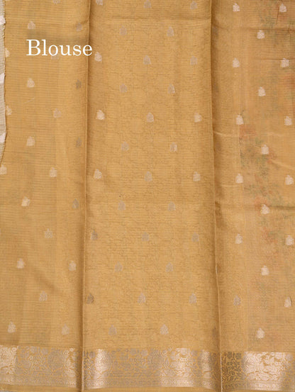 Beautiful Multicolour Floral Design Kota Cotton Mix Fancy Saree With Contrast Bottle Green Blouse