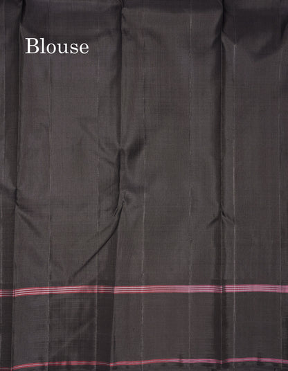 Multicolour Checks Kanjivaram Pure Silk Saree With Contrast Black Temple Double Border
