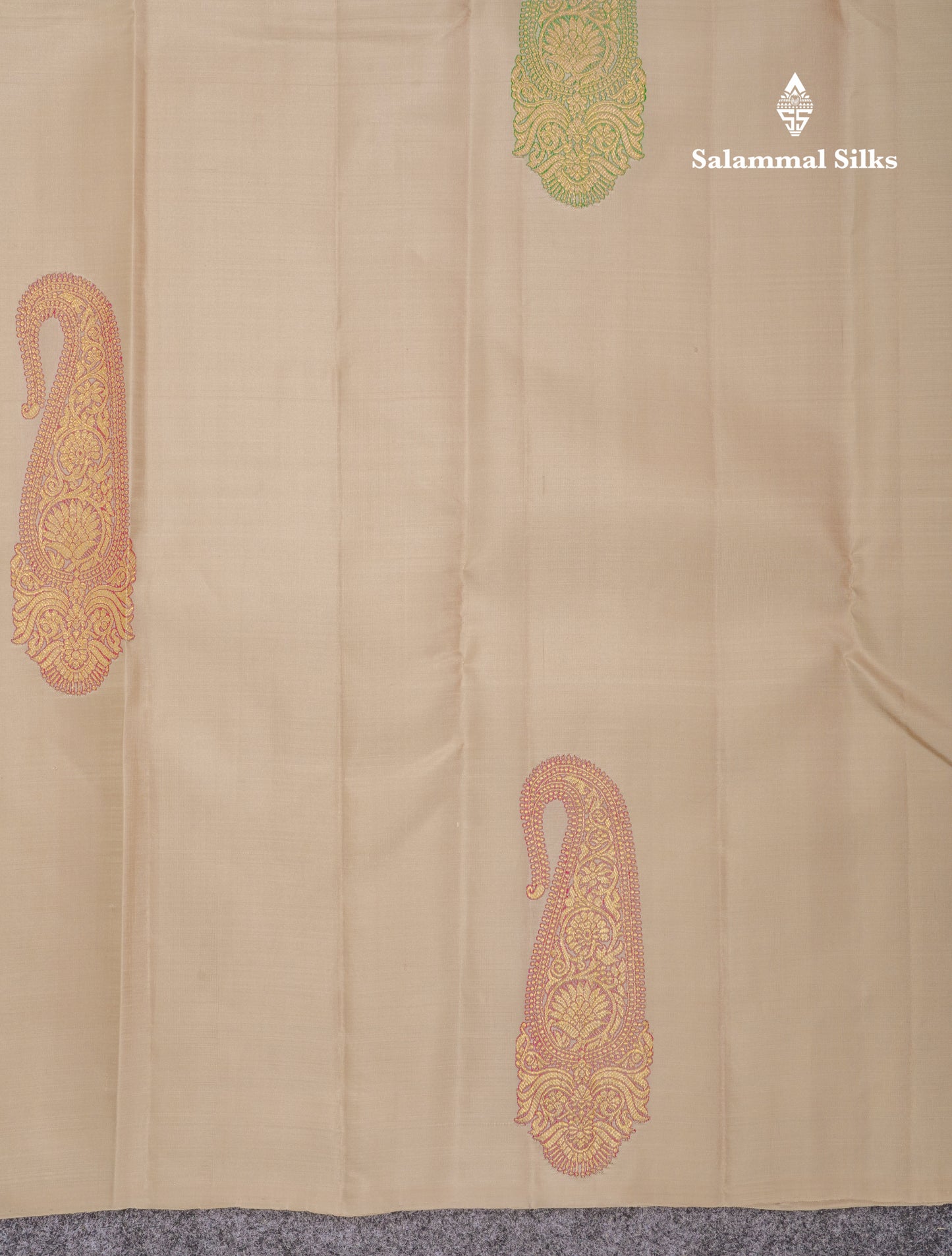 Cream Sandal Fancy Pure Kanjivaram Silk Saree With Contrast Pink Blouse
