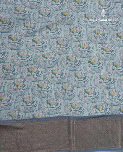 Baby Pink Colour Chanderi Mixed Cotton Saree With Contrast Violet Border