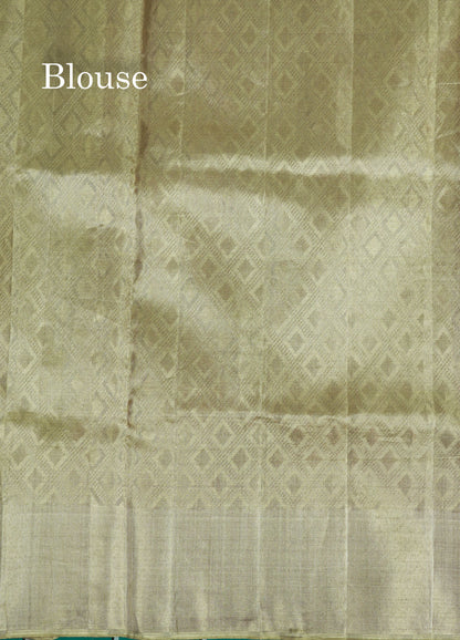 Forest Theme Based Bridal Tissue Pure Kanjivaram Silk Saree With Self Border