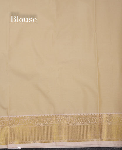 Beautiful Bottle Green Tiny Vaira Oosi Checks With Butta Semi Silk Saree With Contrast Cream Sandal Traditional Border