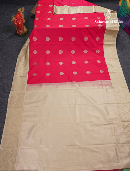 Beautiful Manthulir Yellow Semi Silk Saree With Contrast Cream Sandal Traditional Border