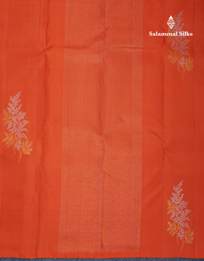 Orange Fancy Pure Kanjivaram Silk Saree With Contrast Brown Blouse