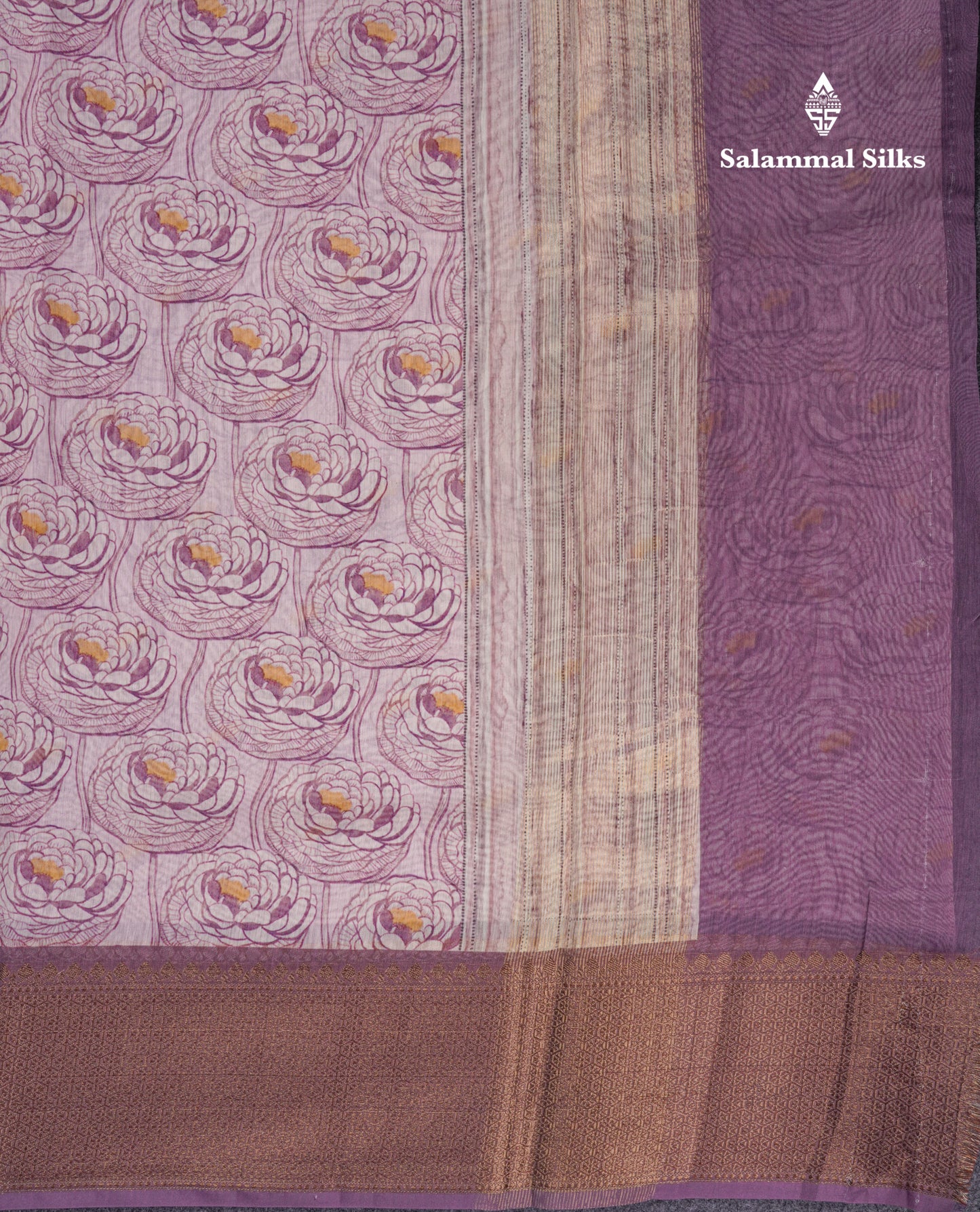 Baby Pink Colour Chanderi Mixed Cotton Saree With Contrast Violet Border