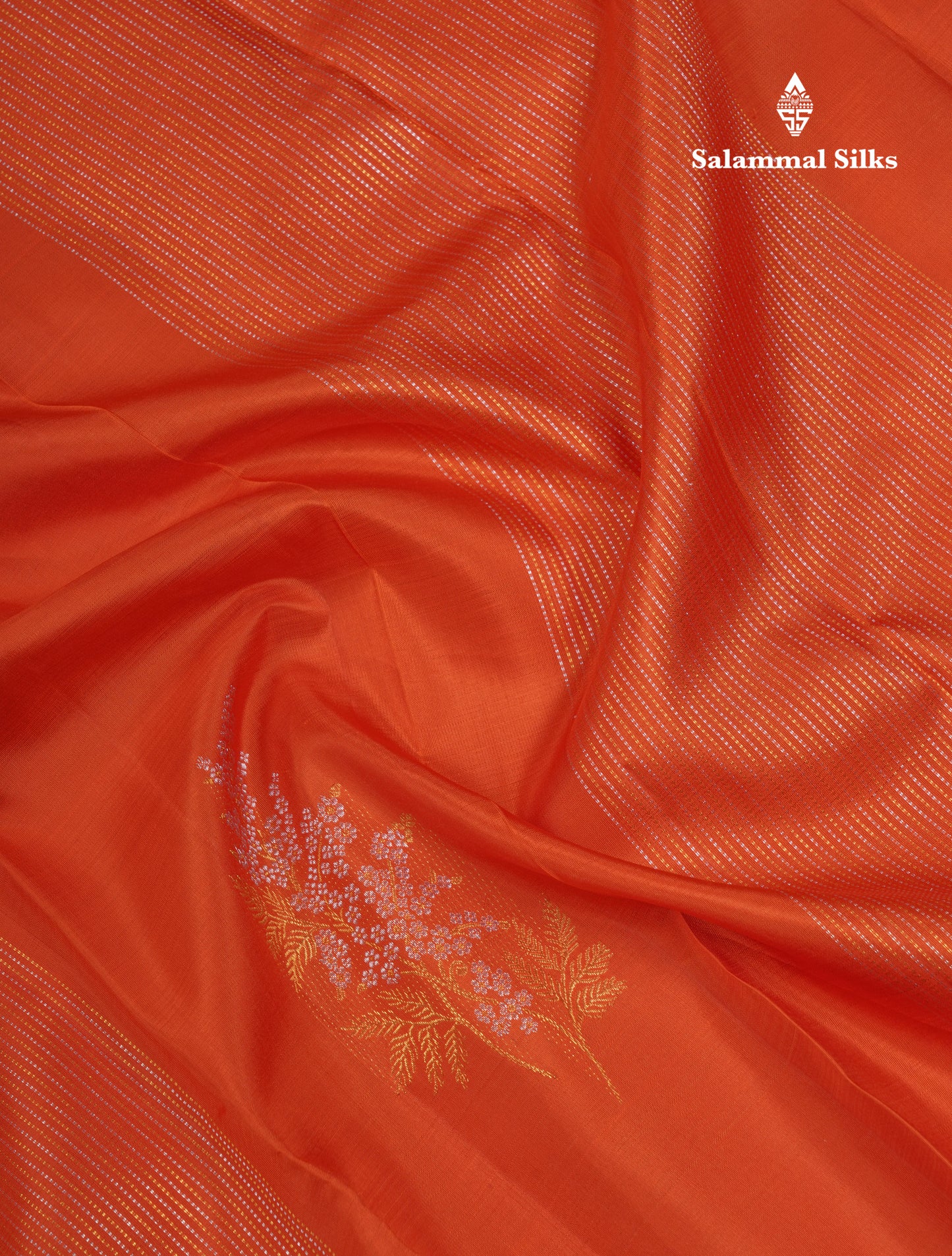 Orange Fancy Pure Kanjivaram Silk Saree With Contrast Brown Blouse