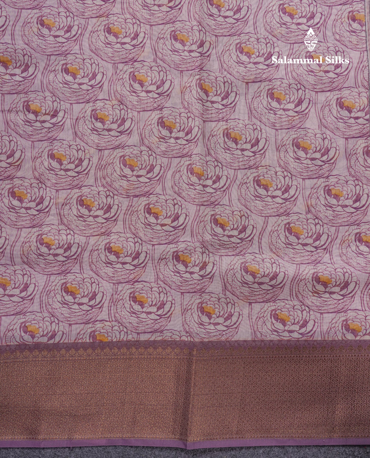 Baby Pink Colour Chanderi Mixed Cotton Saree With Contrast Violet Border