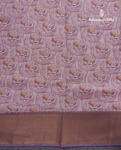 Baby Pink Colour Chanderi Mixed Cotton Saree With Contrast Violet Border