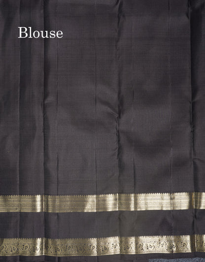 Dual Tone Magenta Pure Kanjivaram Silk Saree With Contrast Dark Brown Double Border