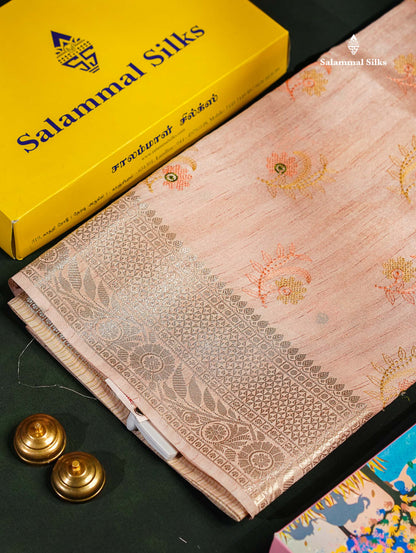 Cotton Mix Saree -  Light Lavender  Embroidery Work Along With Fancy Border