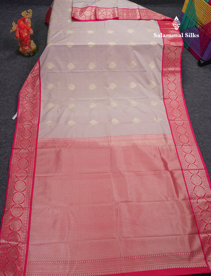 Beautiful Manthulir Yellow Semi Silk Saree With Contrast Cream Sandal Traditional Border