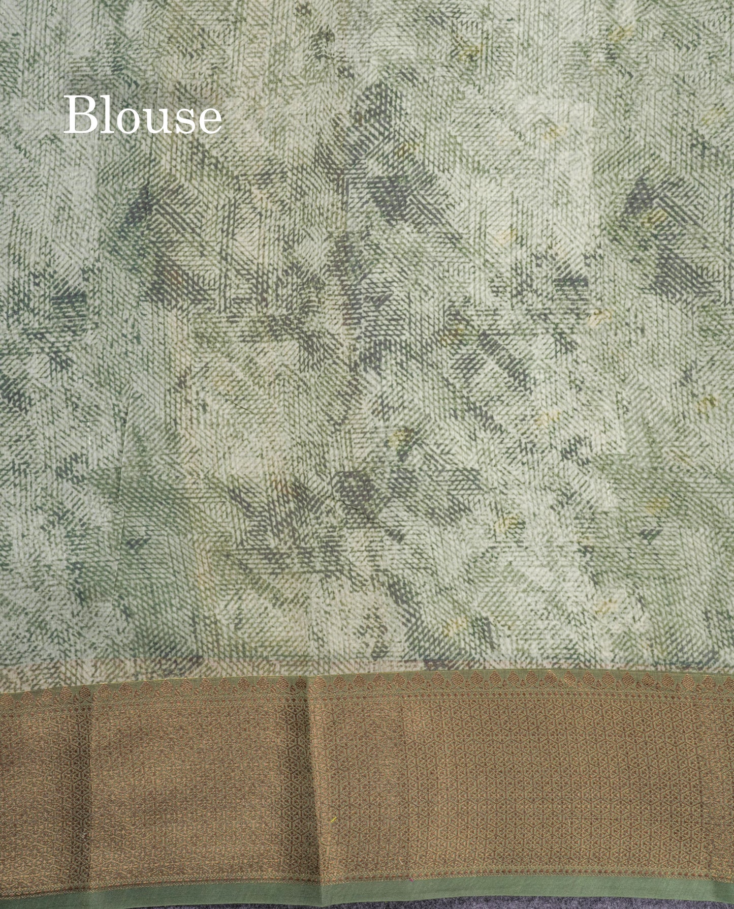 Light Green Chanderi Mixed Cotton Saree With Contrast Army Green Border