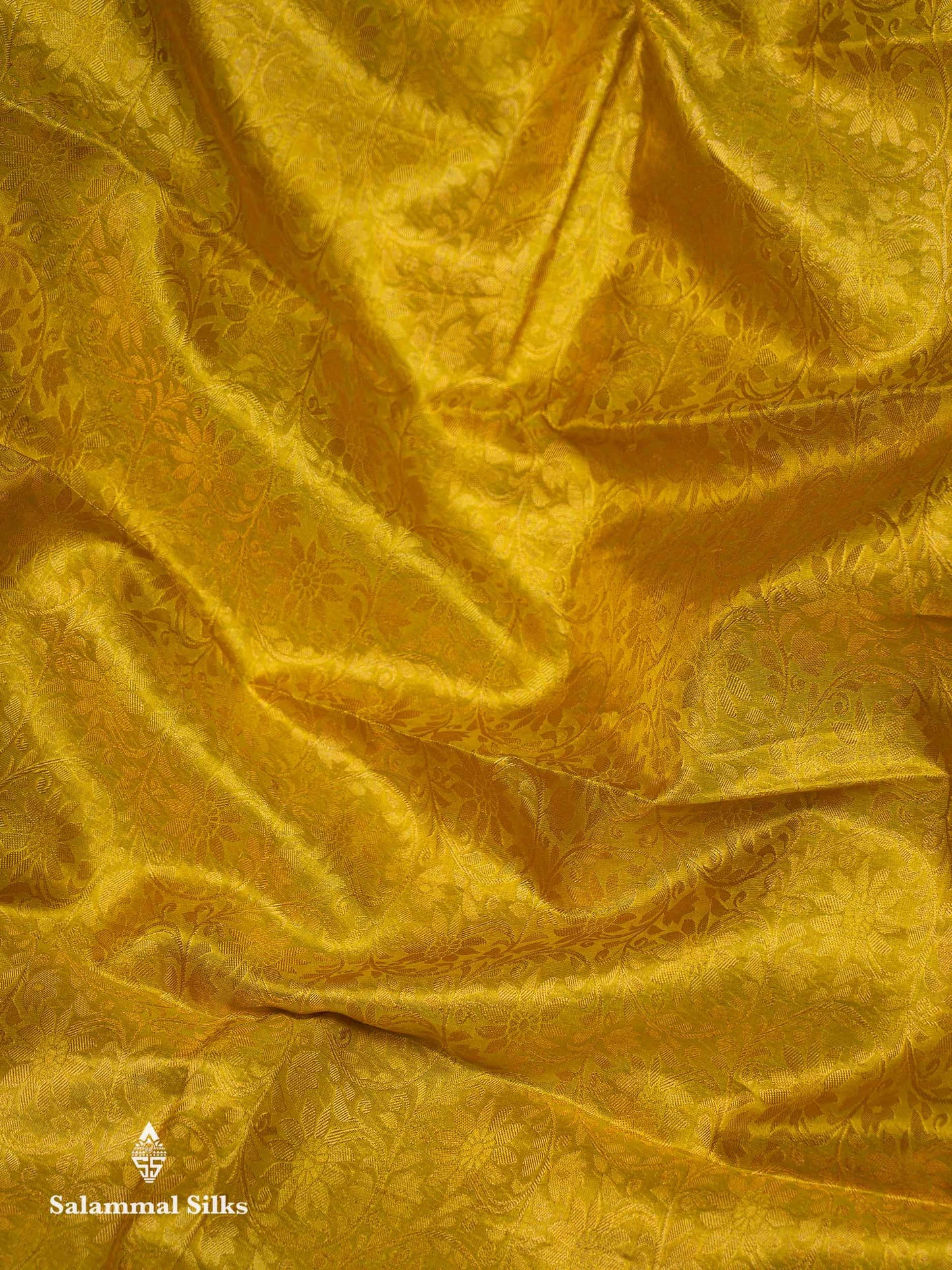 Beautiful Yellow Tissue Bridal Pure Kanjivaram Silk Saree With Contrast Navy Blue Traditional Border