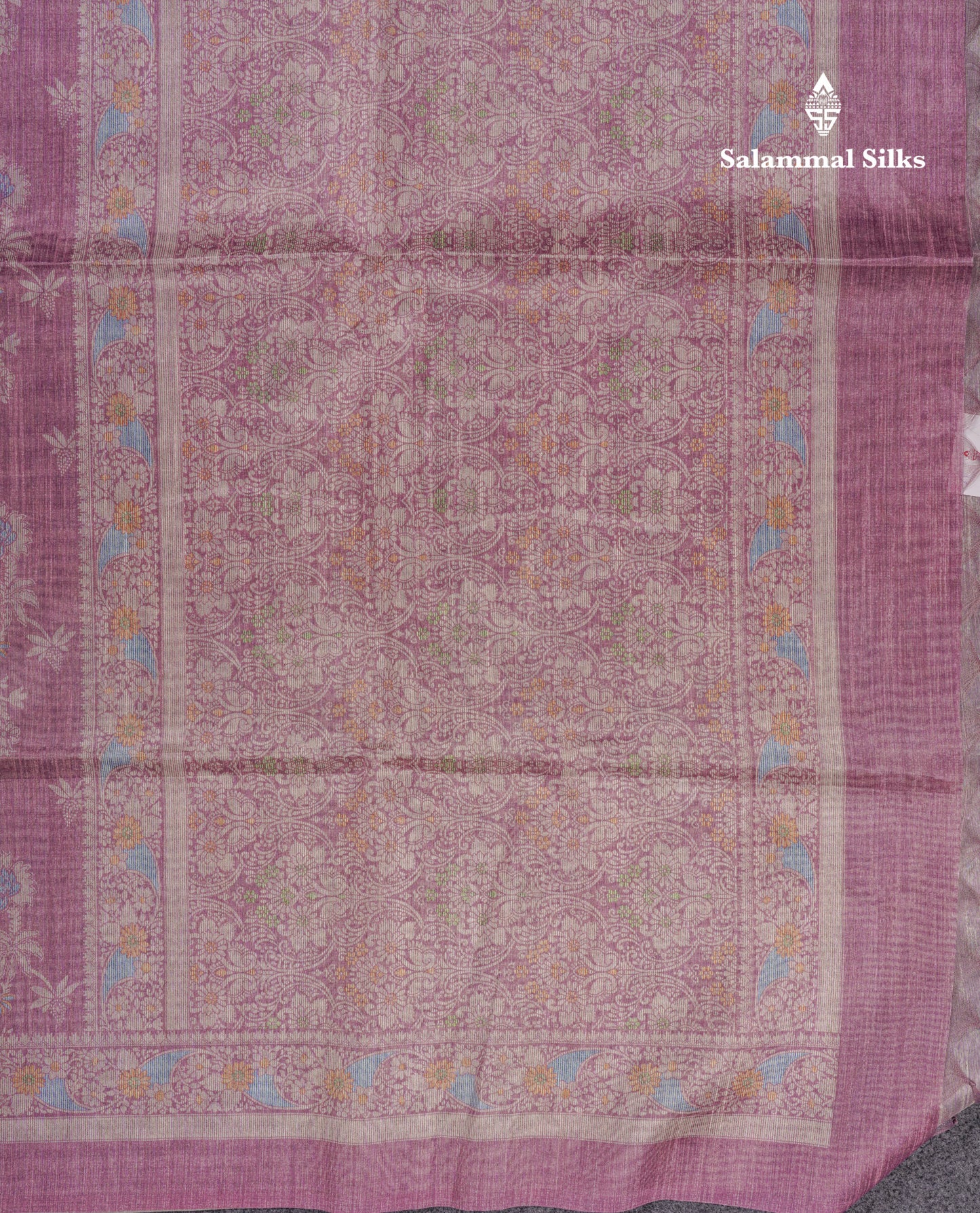 Light Violet Cotton Mix Saree With Self Blouse