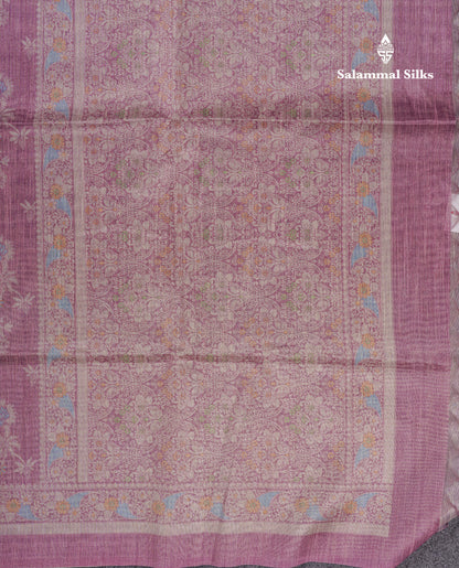 Light Violet Cotton Mix Saree With Self Blouse