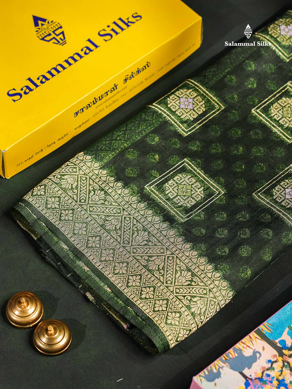 Bottle Green Meena Work Beautiful Malbari Linen Fancy Saree With Blouse
