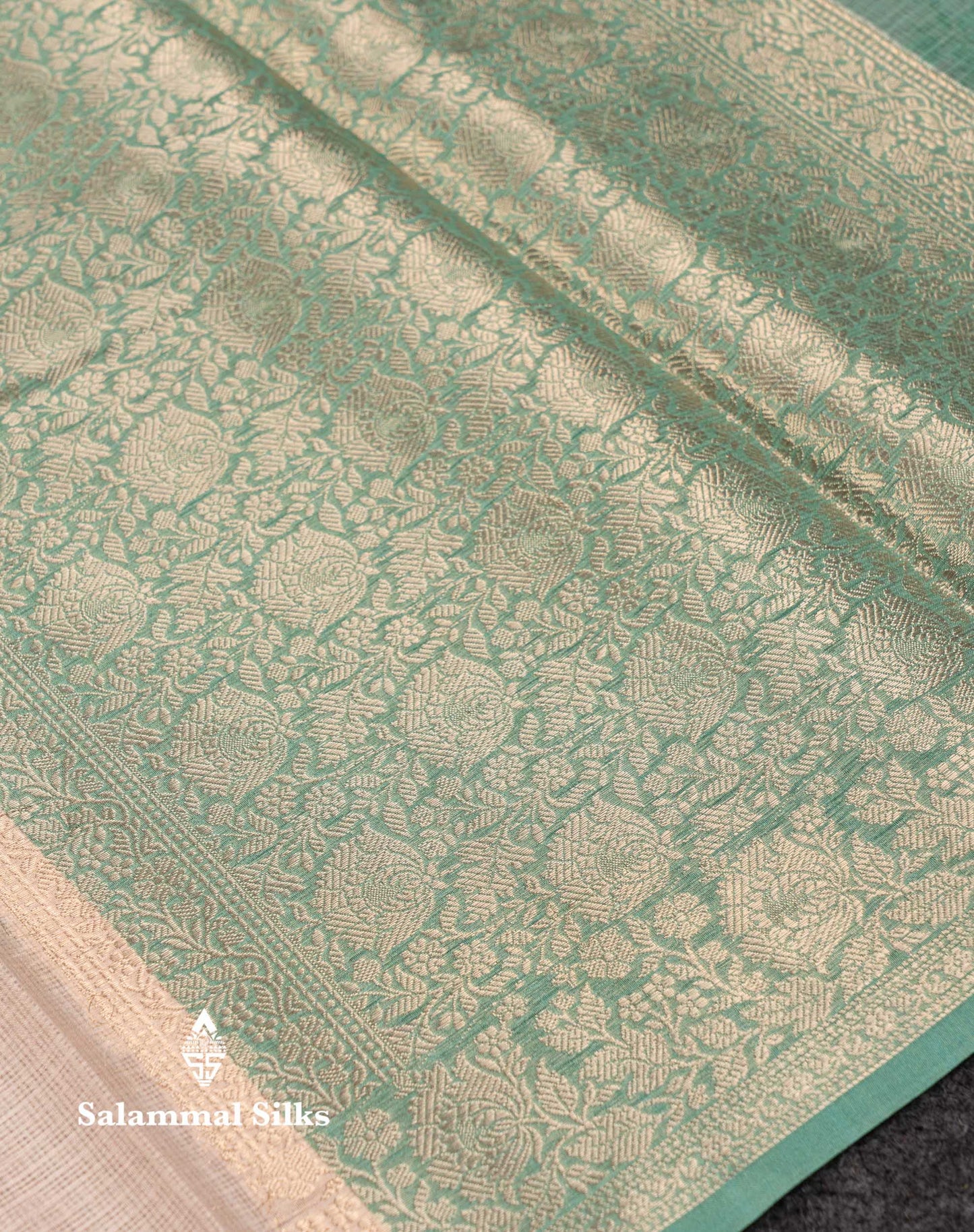 Beautiful Multicolour Floral Design Kota Cotton Mix Fancy Saree With Contrast Bottle Green Blouse