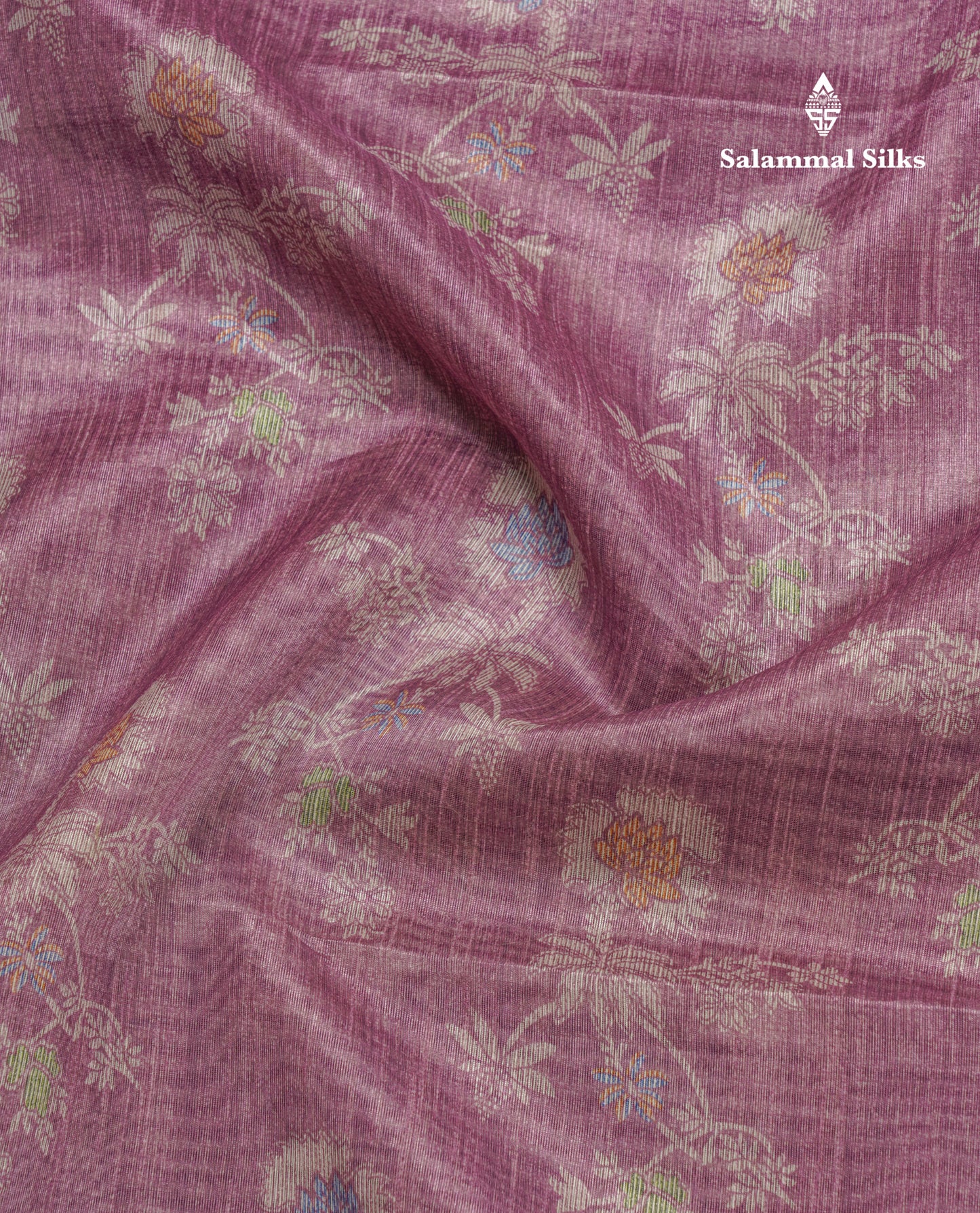 Light Violet Cotton Mix Saree With Self Blouse