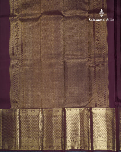 Dark Brown Pure Kanjivaram Silk Saree With Traditional Evening Morning Border