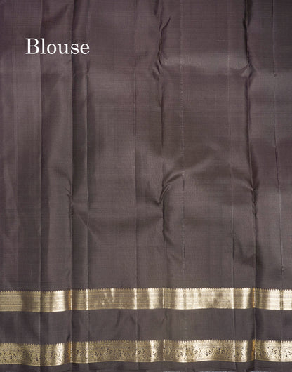 Dual Tone Maroon Pure Kanjivaram Silk Saree With Contrast Dark Brown Gap Border