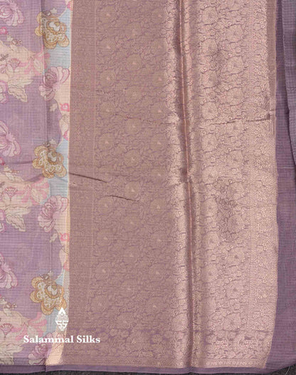 Beautiful Multicolour Kota Cotton Mix Fancy Saree With Contrast Pastel Violet Butta Blouse