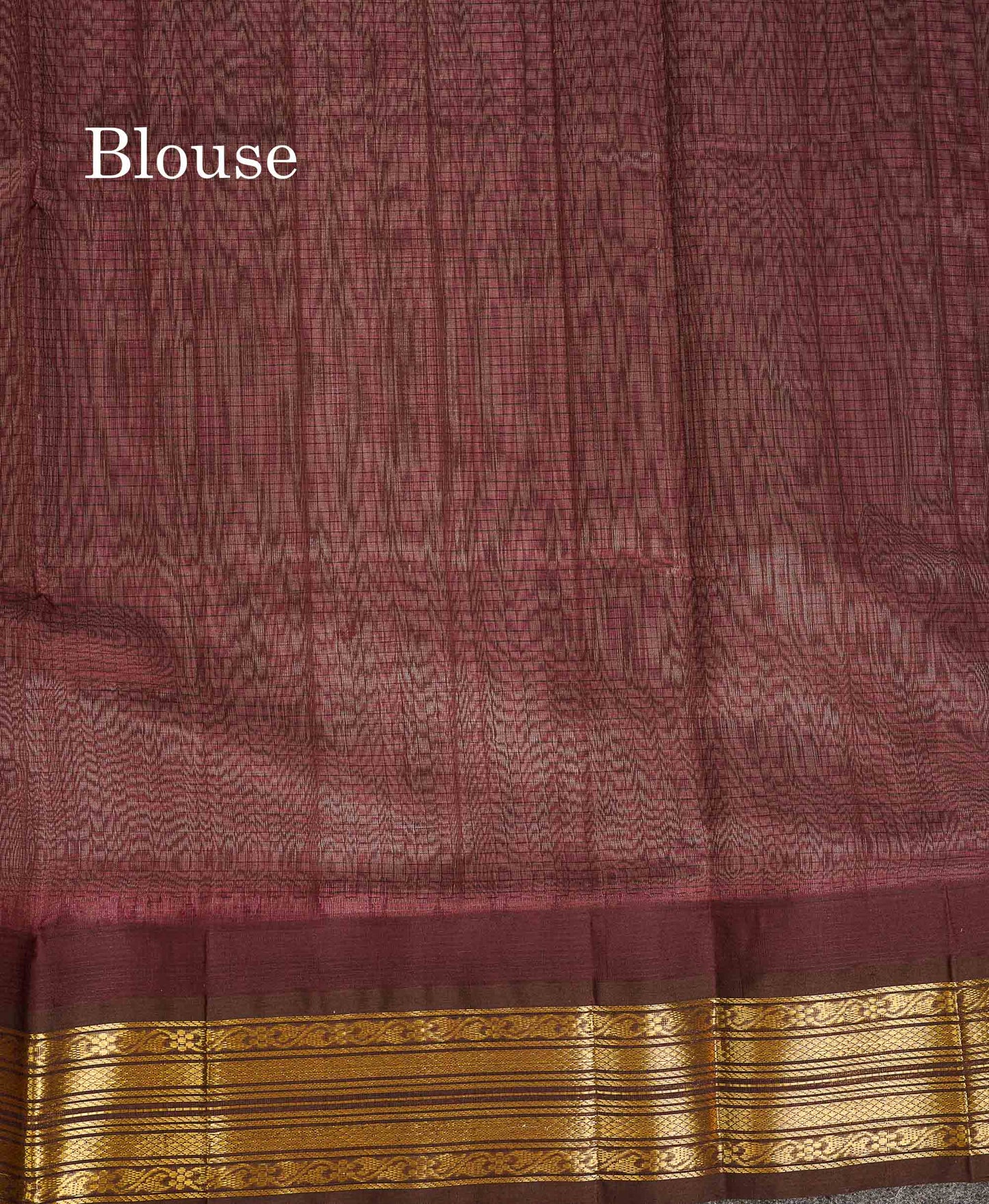 Pure Silk Cotton Saree - Light Pink Small Checks Along With Contrast Dark Brown Traditional Border