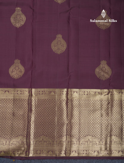 Dark Brown Pure Kanjivaram Silk Saree With Traditional Evening Morning Border