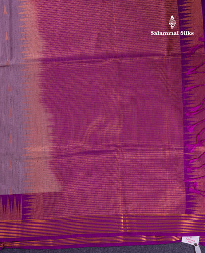 Beautiful Parrot Green Jute Semi Soft Silk Saree With Contrast Dark Purple Temple Border