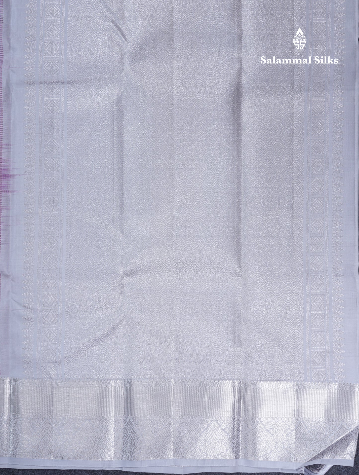 Light Violet Pure Kanjivaram Silk Saree With Contrast Silver Border