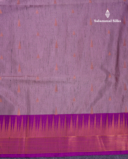 Beautiful Parrot Green Jute Semi Soft Silk Saree With Contrast Dark Purple Temple Border