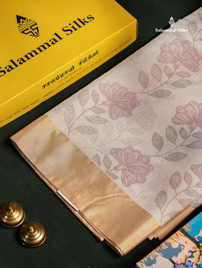 Beautiful Pastel Blue Kota Cotton Fancy Saree With Contrast Sandal Plain Border