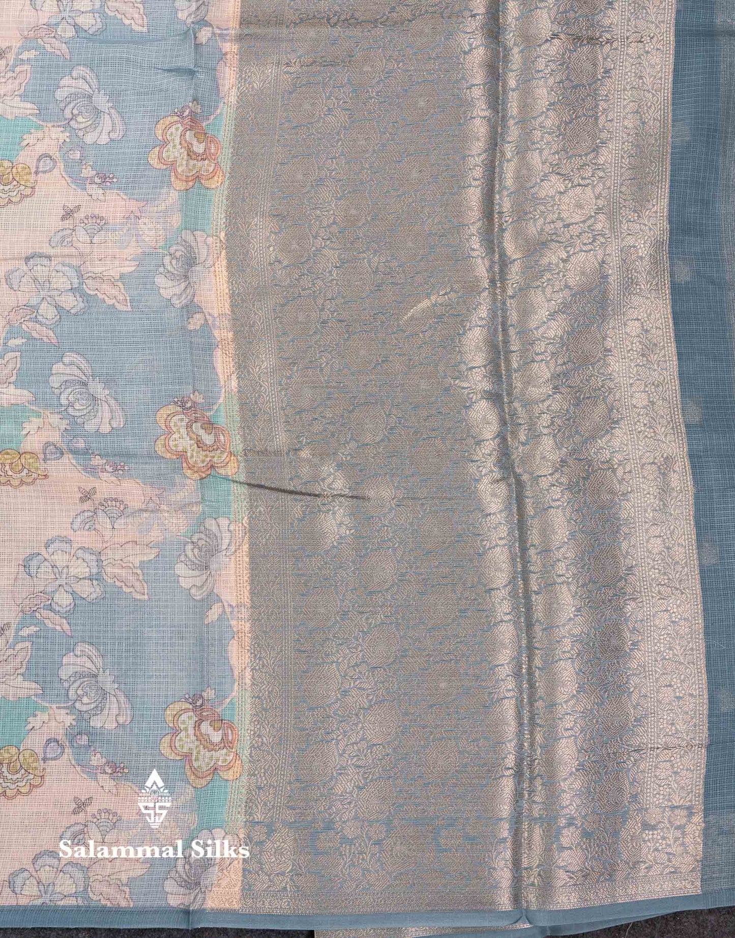 Beautiful Multicolour Kota Cotton Mix Fancy Saree With Contrast Pastel Violet Butta Blouse