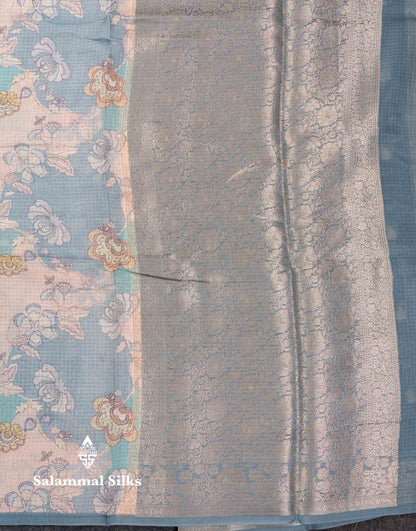 Beautiful Multicolour Kota Cotton Mix Fancy Saree With Contrast Pastel Violet Butta Blouse
