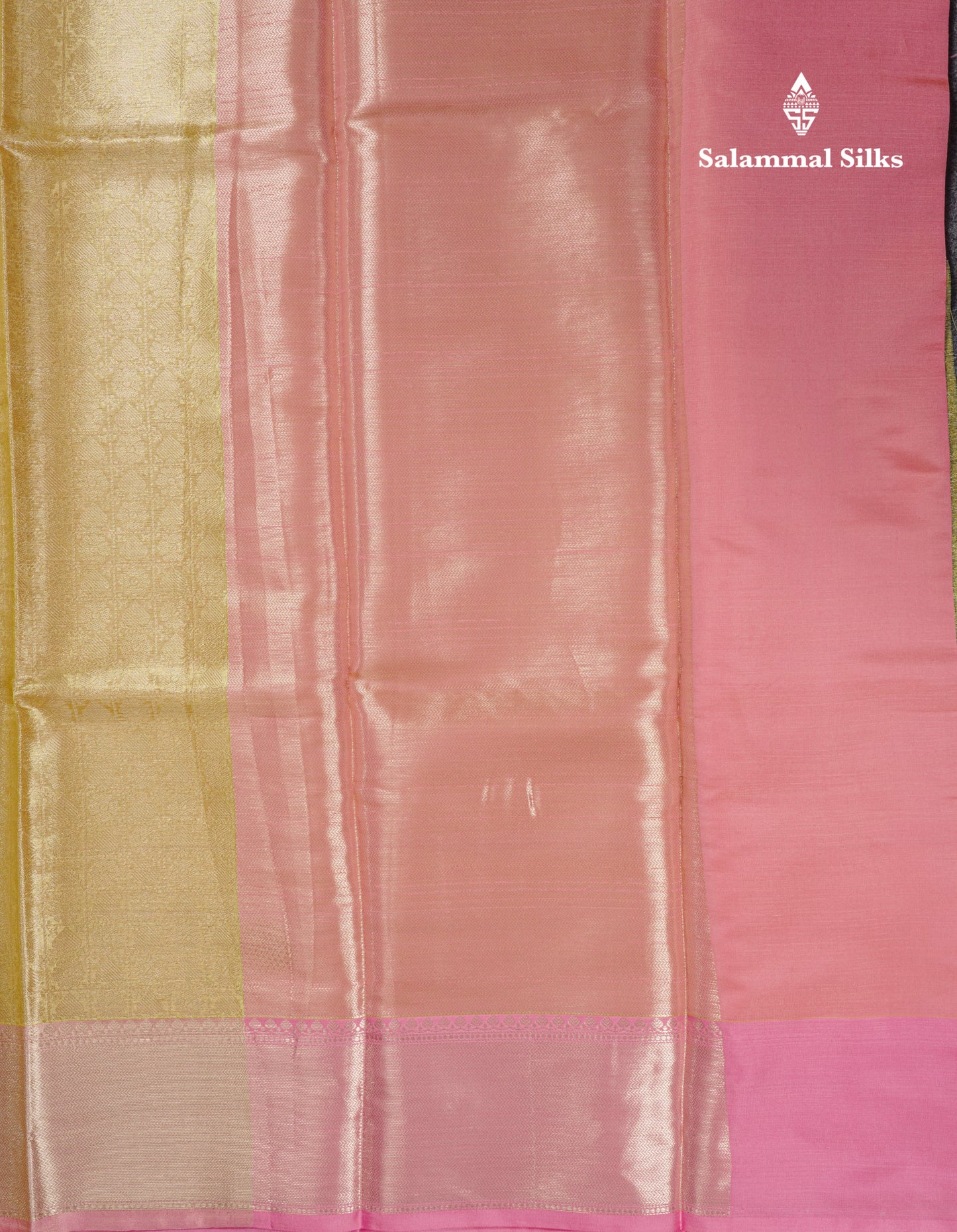Celebrity Tissue Saree Light Gold With Baby Pink Grand Blouse