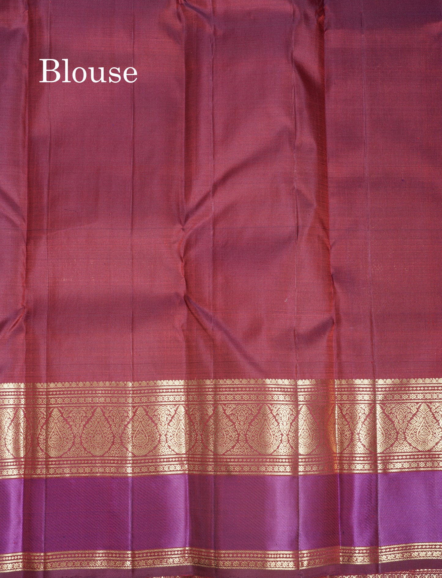 Dual Tone Purple Pure Kanjivaram Silk Saree With Contrast Maroon Traditional Border