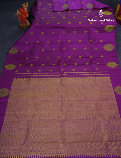 Beautiful Dark Purple Fancy Pure Kanjivaram Silk Saree With Plain Blouse