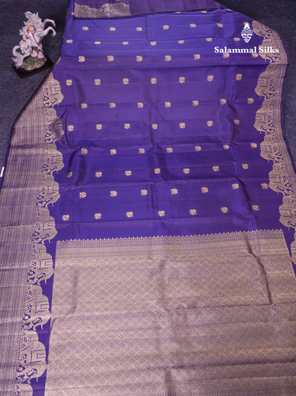 Violet Pure Kanjivaram Silk Saree With Traditional Self Border