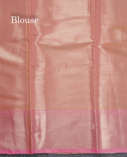 Celebrity Tissue Saree Light Gold With Baby Pink Grand Blouse