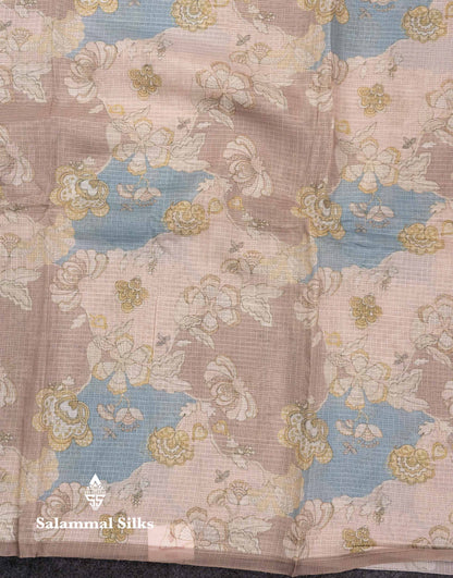 Beautiful Multicolour Kota Cotton Mix Fancy Saree With Contrast Pastel Violet Butta Blouse