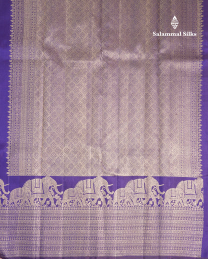 Violet Pure Kanjivaram Silk Saree With Traditional Self Border