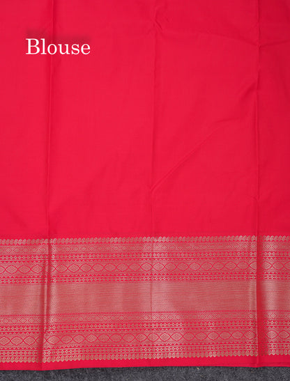 Beautiful Ramar Blue Semi Silk Saree With Contrast Chilly Red Traditional Evening Morning Border