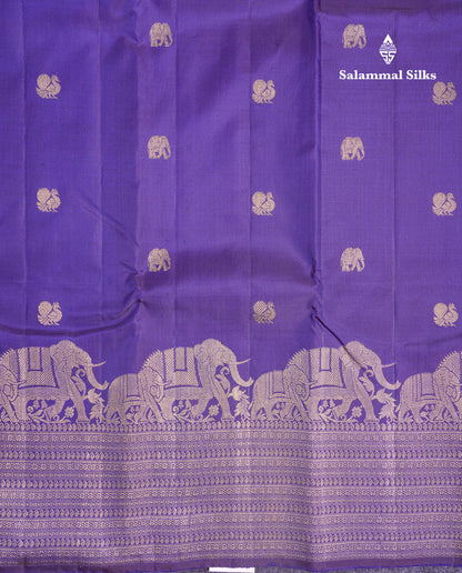 Violet Pure Kanjivaram Silk Saree With Traditional Self Border
