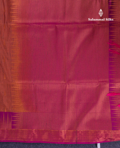 Beautiful Parrot Green Jute Semi Soft Silk Saree With Contrast Dark Purple Temple Border