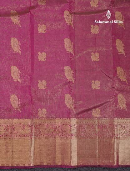 Beautiful Vadamalli Vaira Oosi Lines With Butta Pure Kanjivaram Silk Saree With Traditional Evening Morning Border