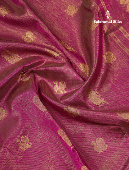 Beautiful Vadamalli Vaira Oosi Lines With Butta Pure Kanjivaram Silk Saree With Traditional Evening Morning Border