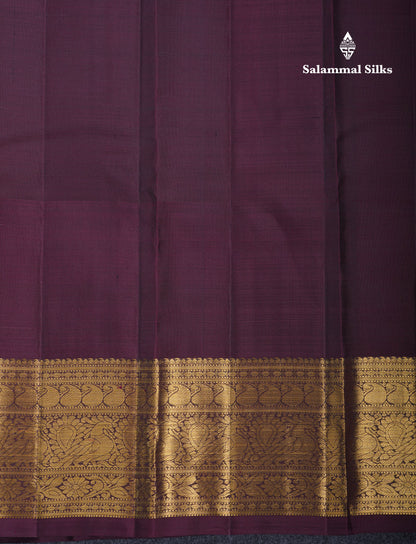 Korvai Beautiful Baby Pink Tissue Plain Pure Kanjivaram Silk Saree With Contrast Brown Traditional Long Border