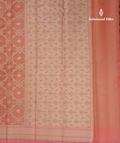 Pinkish Peach Thread Work Kota Saree With Fancy Border