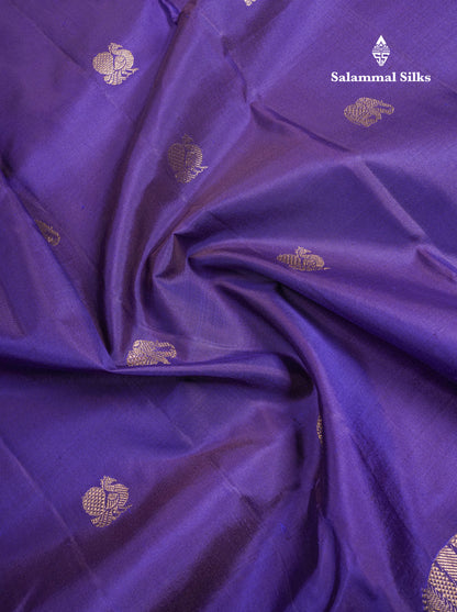 Violet Pure Kanjivaram Silk Saree With Traditional Self Border